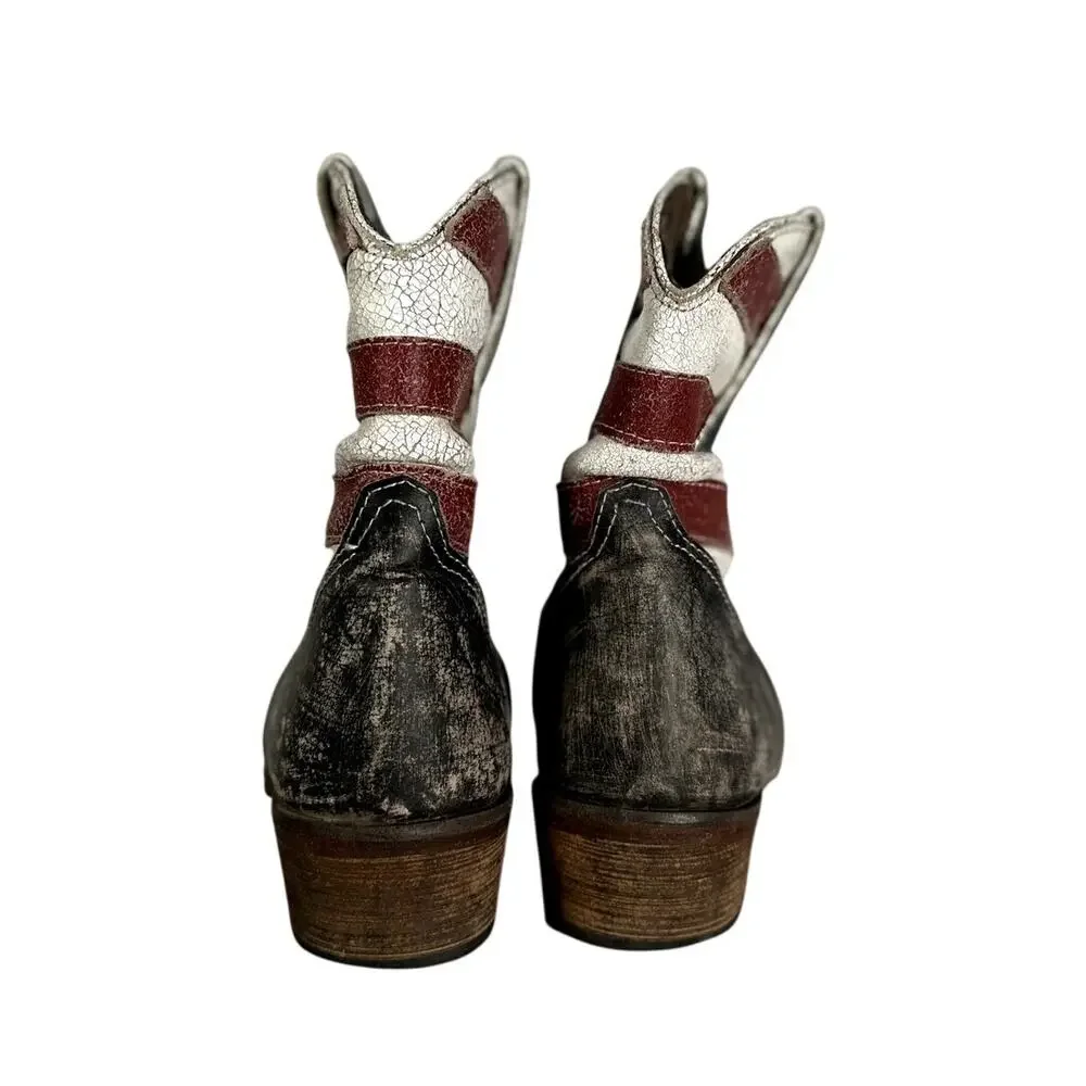 Roper Women’s American Flag Cowboy Boots Size 7 Leather Western Pull-On - Picture 4 of 8